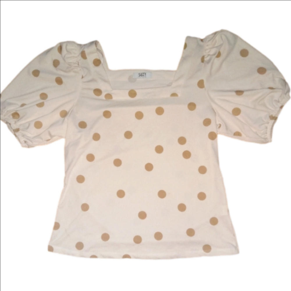 #14. ✨️Host Pick✨️Suzy Shier Cream Puff Sleeve Square Collar Blouse NWOT - Picture 1 of 2